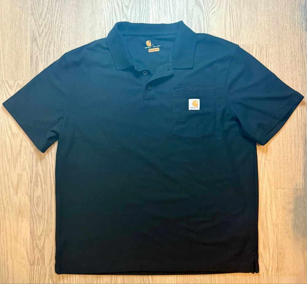 Carhartt Men’s Black Pocket Polo Shirt – Relaxed Fit – Workwear Style